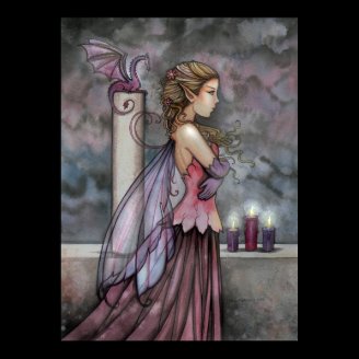 Mystical Purple Pink Fairy Dragon Poster Print