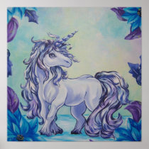Mystical Winter's Eve Unicorn Art Print posters