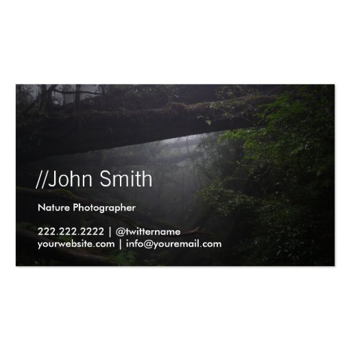 Mythic Forest Nature Photographer Business Card (front side)
