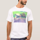 postcard - 3d fantasy style crysal mountain and horse.
