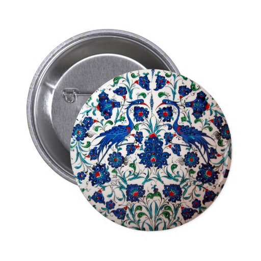 Mythological Heron Bird Design Tile Art Buttons