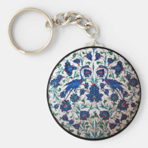 Mythological Heron Bird Pattern Tile Art Key Chains