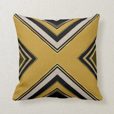 n2 Geometry Art Deco Black Gold Cushion Pillow