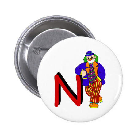 N Clown Pinback Buttons