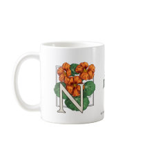 N for Nasturtium Flower Monogram mugs