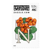 N for Nasturtium Flower Monogram stamps