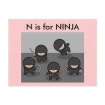 "N" is for Ninja Alphabet Flashcard postcards by Regella "N" is for Ninja Alphabet Flashcard postcards