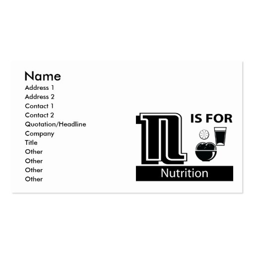 N Is For Nutrition Business Cards