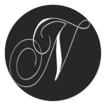 N monogram - elegant black and white stickers by aslentz N monogram - elegant black and white stickers