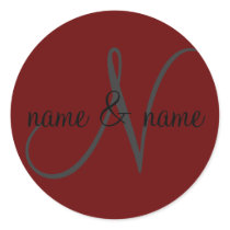 "N" monogram label, personalize first names stickers