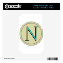 N MONOGRAM LETTER DECAL FOR iPod TOUCH 4G