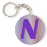 N purple monogram key chain
