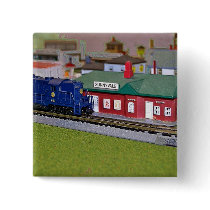 N Scale Model Train Village Pinback Buttons