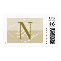 N Two Toned Classic Wedding Monogram Postage Stamps