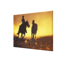 NA, USA, Oregon, Seneca, Ponderosa Ranch, Cowboy 3 Gallery Wrapped Canvas