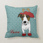 jack russell christmas pillow