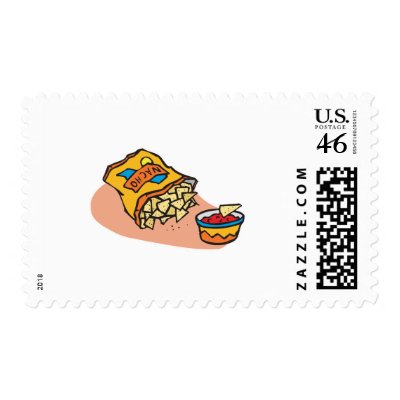 nachos and salsa dip postage stamps by doonidesigns