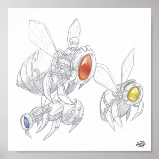 NadaOne Robotic Beez Print