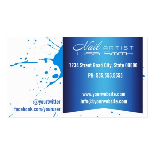 Nail Artist Business Card Templates (back side)