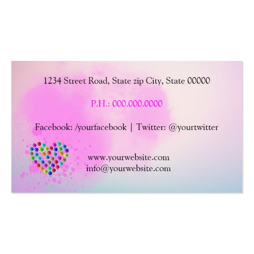 Nail Artist/Heart of Nail Polish Business Card Template (back side)