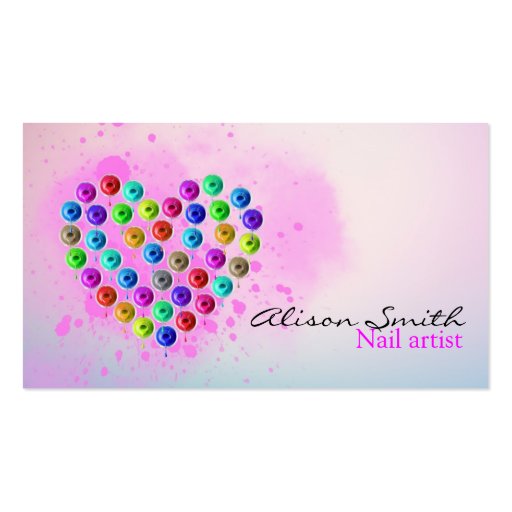 Nail Artist/Heart of Nail Polish Business Card Template (front side)