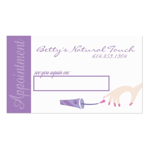 Nail Salon Appointment Cards (front side)