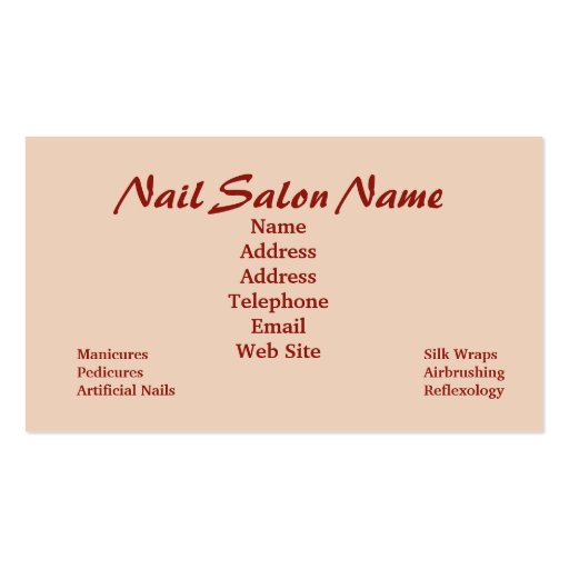 Nail Salon Business Card (back side)