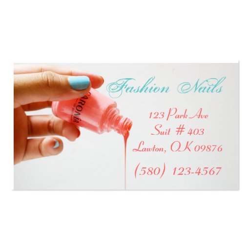 Nail Salon Business card fun chic colorful girlish
