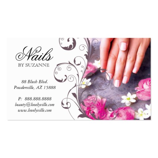 Nail Salon Business Card Pink Taupe (front side)