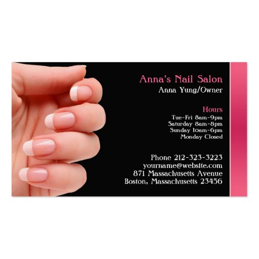 Nail Salon Business Card with Appointment (front side)