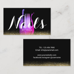 Nail Salon Gold Purple Polish Bottle Manicurist Business Card Zazzle