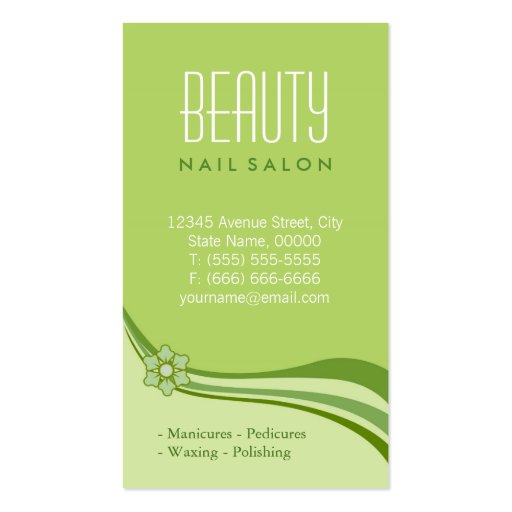 Nail Salon Manicure SPA Nature Green Floral Classy Business Card (back side)