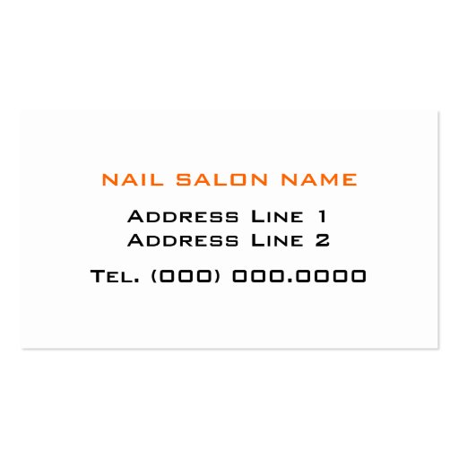 Nail Salon Manicurist Professional Business Cards (back side)