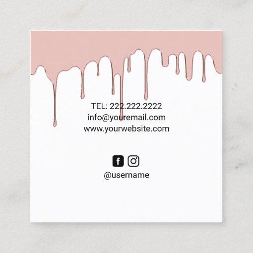 Nail Salon Manicurist Rose Gold Dripping Square Business Card Zazzle