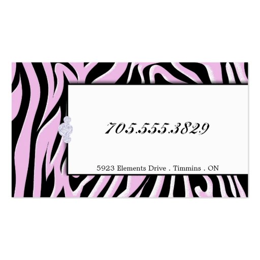 Nail Salon Pink Zebra Print Monogram Business Card (back side)