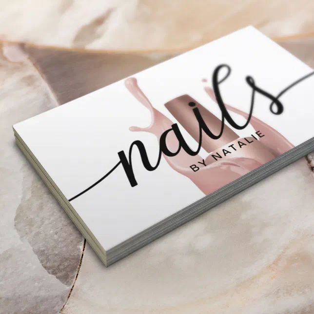 Nail Salon Rose Gold Polish Bottle Manicurist Business Card Zazzle