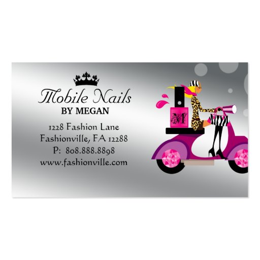 Nail Salon Scooter Girl Fashion Business Card Blon (back side)