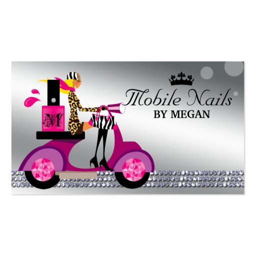 Nail Salon Scooter Girl Fashion Business Card Blon (front side)