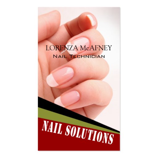 Nail Solutions - Manicure Pedicure Spa Technician Business Cards (front side)