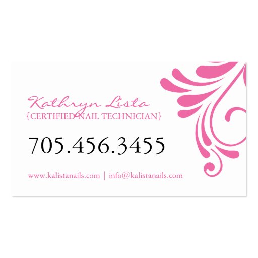 NAIL TECHNICIAN AND SAP BUSINESS CARD (back side)
