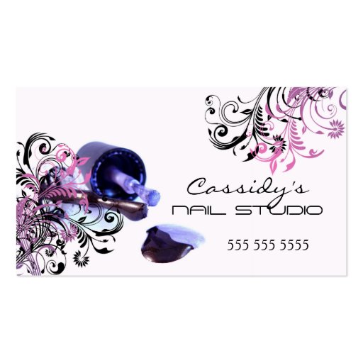 Nail Technician Beauty Salon Business Cards (front side)