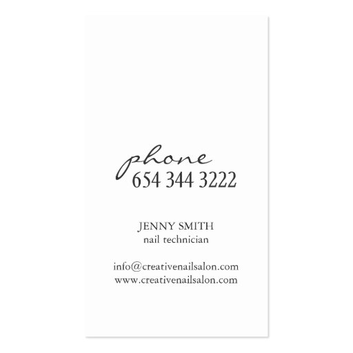 NAIL TECHNICIAN BUSINESS CARD (back side)