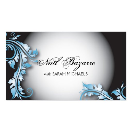 Nail Technician Business Card Bold Fancy Floral (front side)