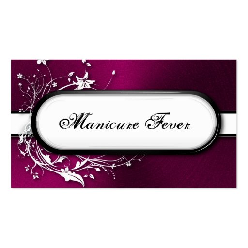 Nail Technician Business Card Bold Floral Metallic (front side)