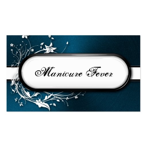Nail Technician Business Card Bold Floral Metallic (front side)