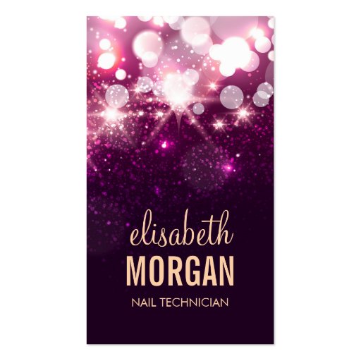 Nail Technician - Pink Glitter Sparkles Business Card Templates (front side)