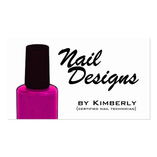 Nail Technician Pink Polish Business Cards (front side)
