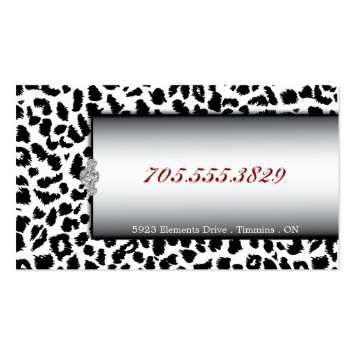 Nail Technnician Black White Leopard Business Card (back side)