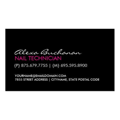 Nails and Hair Neon Business Cards (back side)
