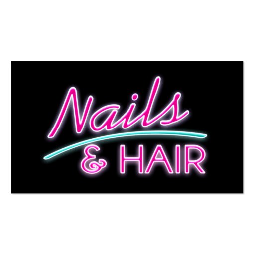 Nails and Hair Neon Business Cards (front side)